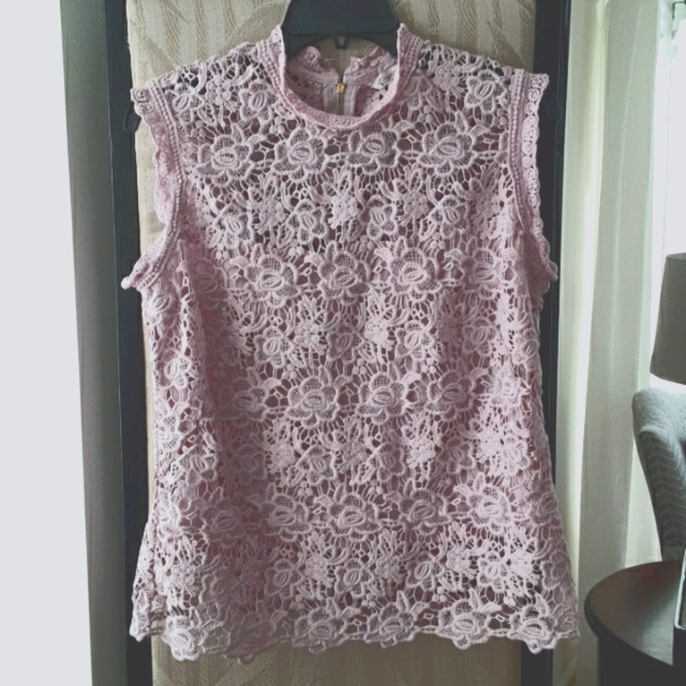 Nanette Lapore orchid crocheted top SZ L